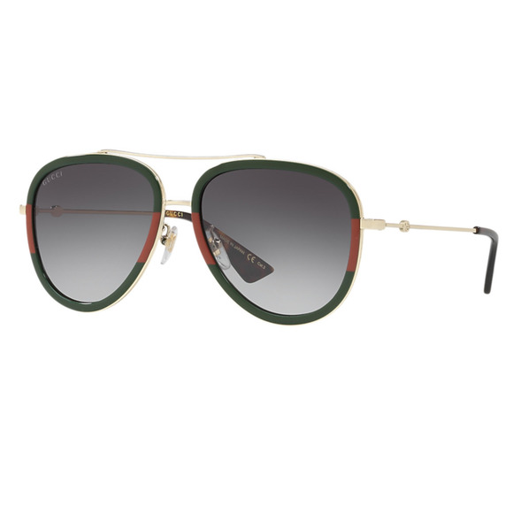 NWT Gucci GG0062S-003 Gold Green 57mm Sunglasses